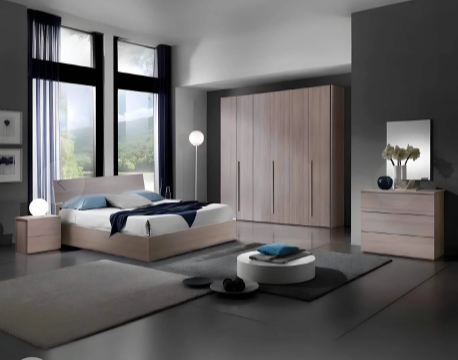 غرفة نوم كاملة، خشب ام دي اف - 5 قطع
