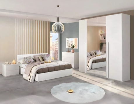 غرفة نوم كاملة، خشب ام دي اف - 5 قطع