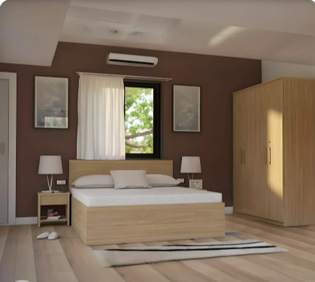 غرفة نوم ، خشب ام دي اف - 4 قطع