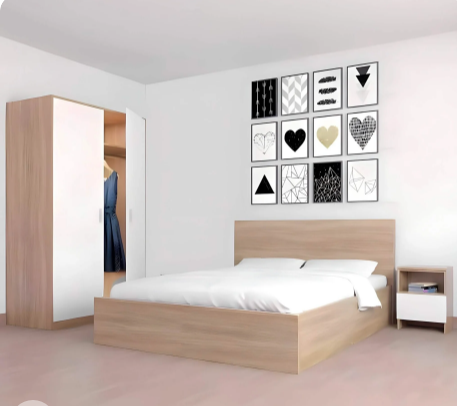 غرفة نوم ، خشب ام دي اف - 3 قطع