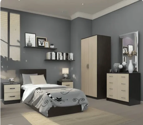 غرفة نوم كاملة، خشب ام دي اف - 4 قطع