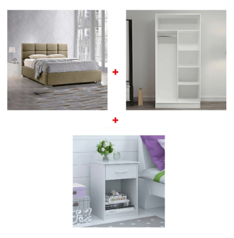 غرفة نوم ، خشب ام دي اف - 3 قطع